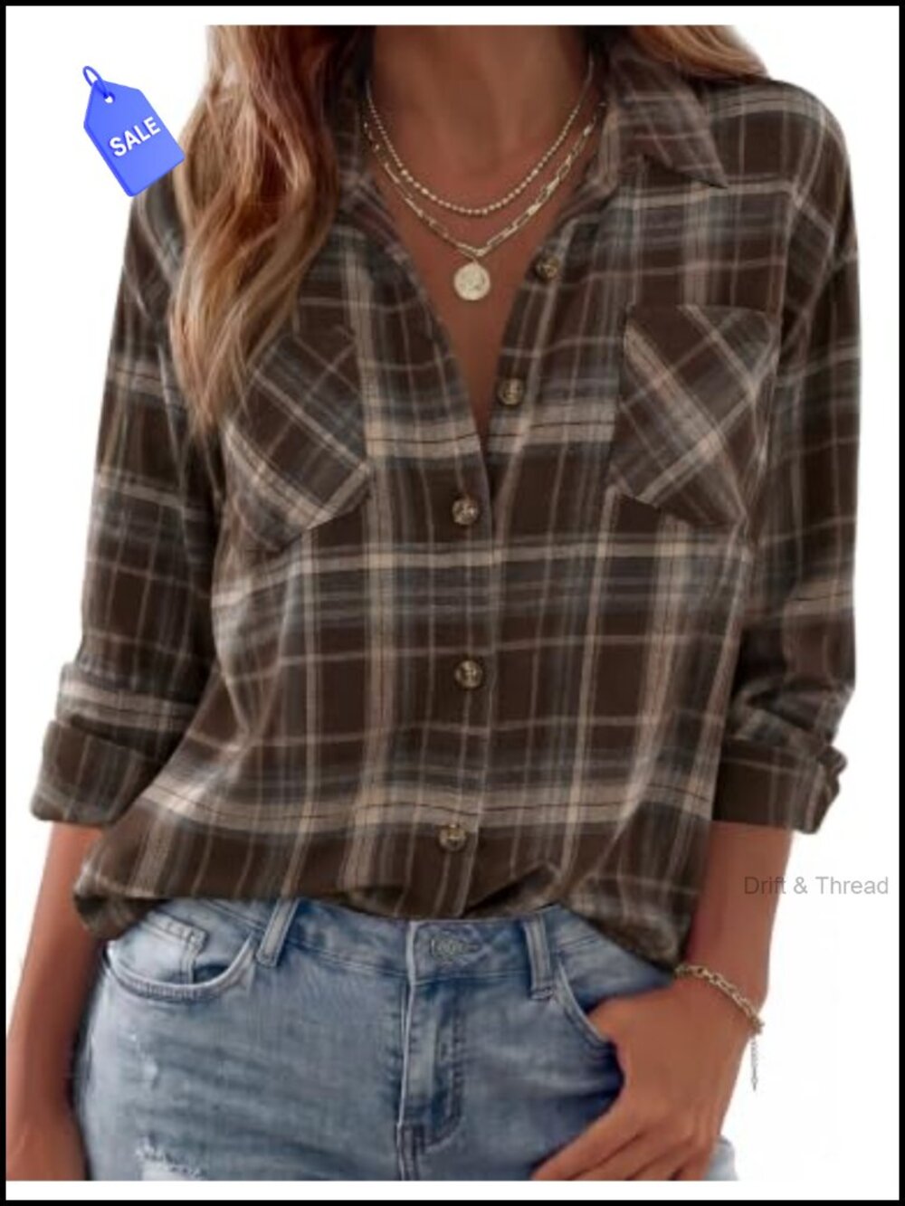 Flannel Shirt Long Sleeve Button Down Plaid Casual Fall Top